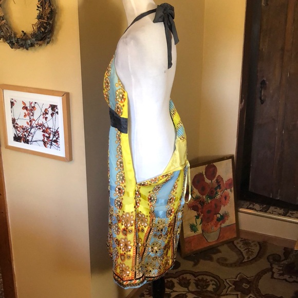 ANTHROPOLOGIE Moulinette Soeurs sz 12 Halter Dress 100% Silk TieNeck Mandela NEW - Picture 8 of 16
